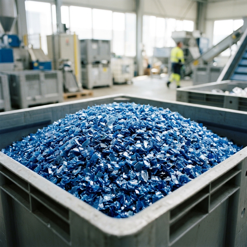 Crushed Blue PET Bottles